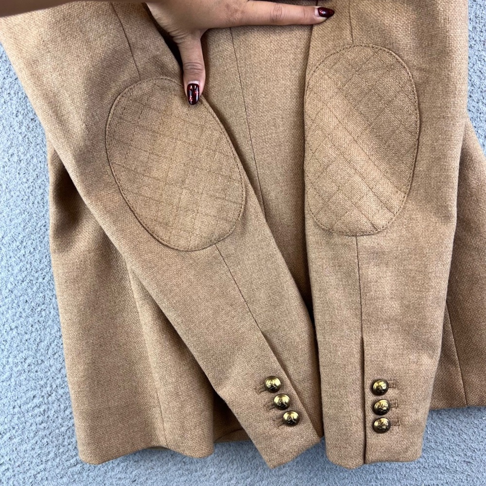 Banana Republic Jacket Blazer Wool Blend Tan Gold Button Size 2 - Picture 11 of 12